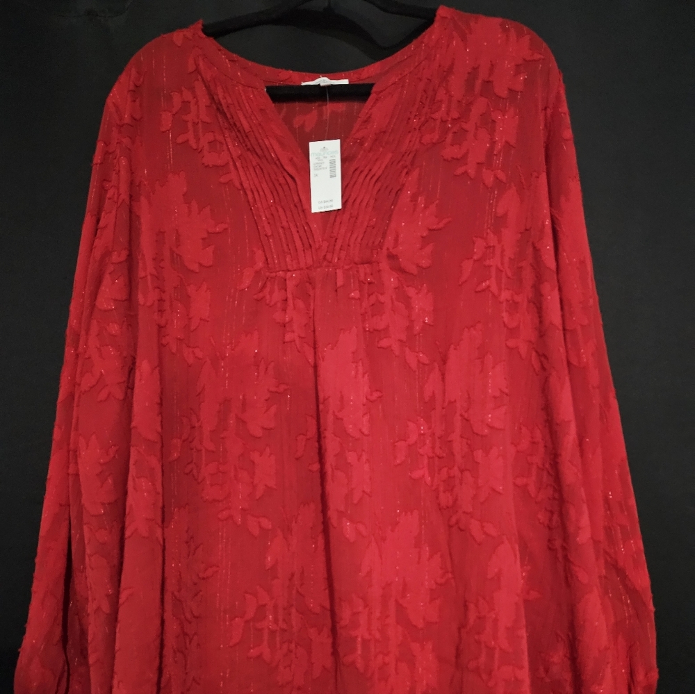 Maurices Vibrant Red Blouse 3X New with Tags!